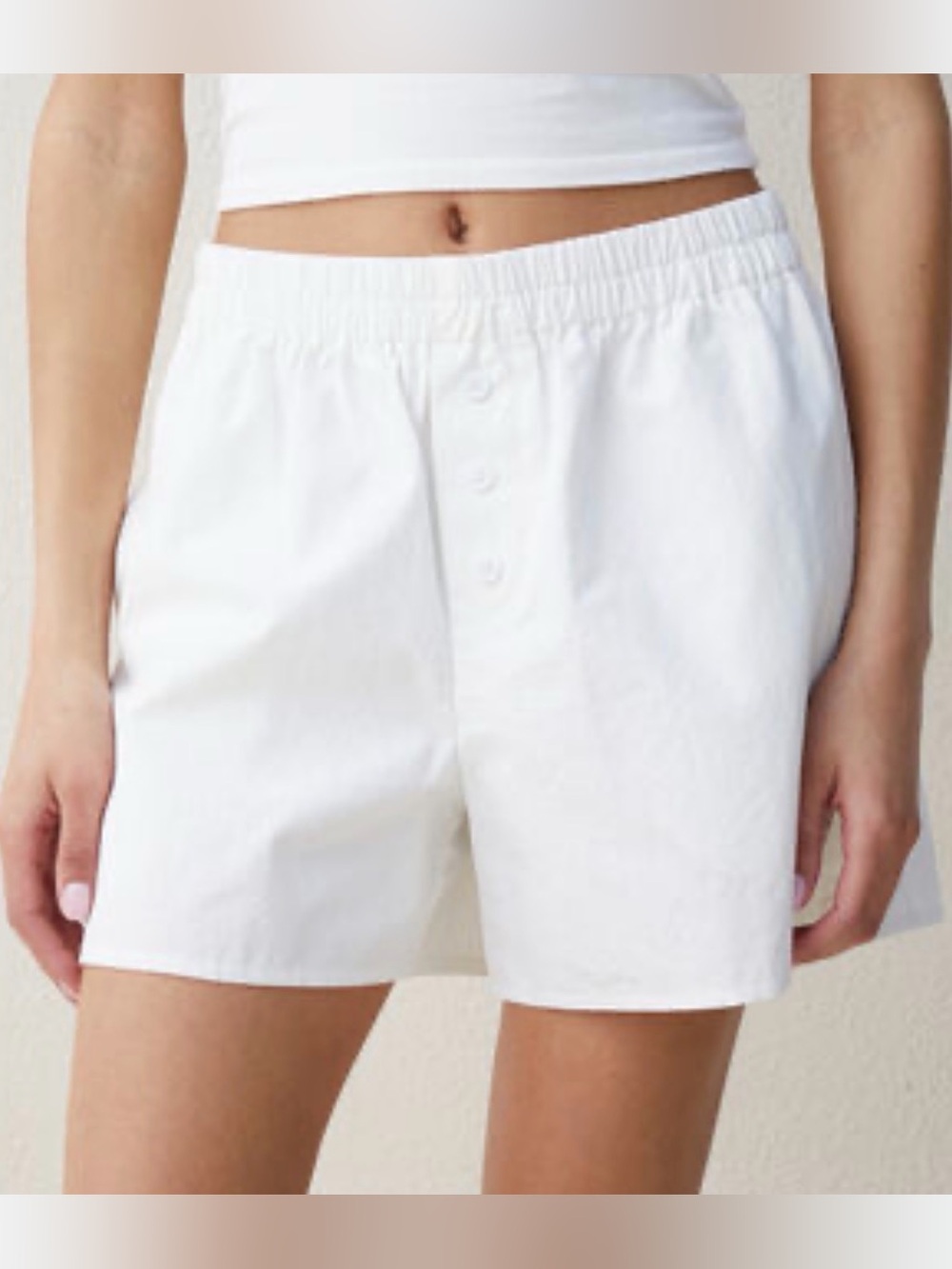 Pacsun Beverly & Beck Womenβs White Elastic-Waist Button-Front Shorts size S